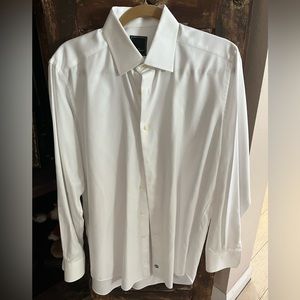 David Donahue men’s white long sleeve button down shirt. Size 34/35
